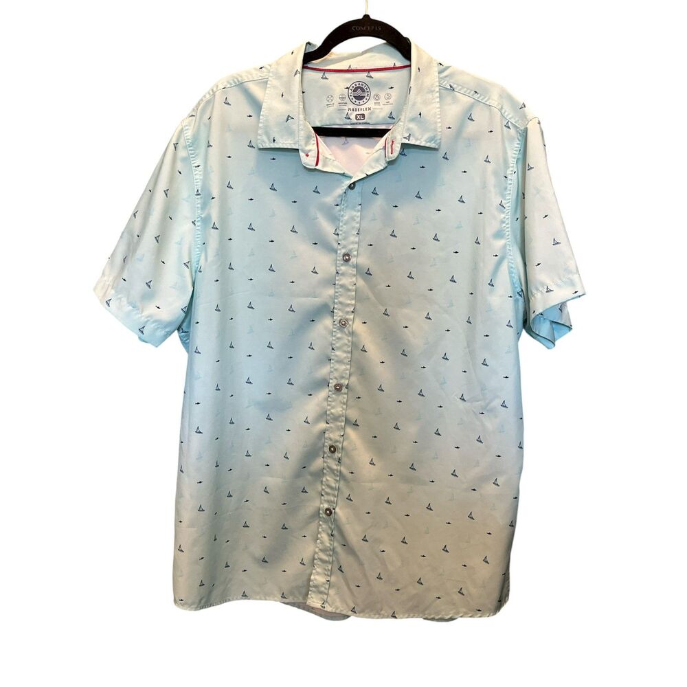 Flag & Anthem Madeflex Mens XL Button Up Shirt Blue Performance  UPF